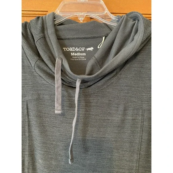 Toad & Co Womens Hooded Sweater Dress Gray Pockets Stretch Travel Medium Tunic - Picture 4 of 8